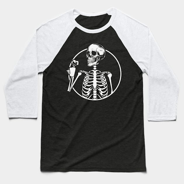 Skeleton coffee Halloween Baseball T-Shirt by MZeeDesigns